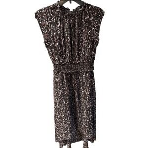 Simply Vera Vera Wang Dress XS‎ Black Sleeveless Ruffle Neck Abstract Print